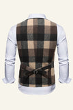 Revers Marron Gilet À Carreaux De Costume Pour Hommes
