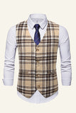 Revers Marron Gilet À Carreaux De Costume Pour Hommes