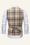 Revers Marron Gilet À Carreaux De Costume Pour Hommes