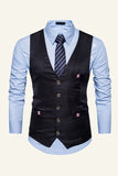 Revers Noir À Poitrine Unique Gilet Noir Pour Hommes