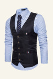 Revers Noir À Poitrine Unique Gilet Noir Pour Hommes