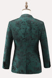 Costumes De Bal Pour Hommes 2 Pièces En Jacquard À Double Boutonnage Vert Foncé