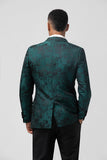 Vert Foncé Jacquard Peak Revers 2 Pièces Costumes De Bal Pour Hommes