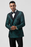 Vert Foncé Jacquard Peak Revers 2 Pièces Costumes De Bal Pour Hommes