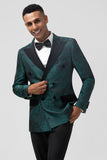 Vert Foncé Jacquard Peak Revers 2 Pièces Costumes De Bal Pour Hommes