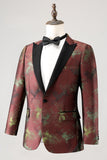 Marron Revers De Pointe 2 Pièces Jacquard Un Bouton Costumes de Bal Pour Hommes