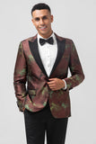 Marron 2 Pièces Jacquard Peak Revers Slim Fit Costumes Pour Hommes