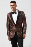 Marron 2 Pièces Jacquard Peak Revers Slim Fit Costumes Pour Hommes