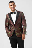 Marron 2 Pièces Jacquard Peak Revers Slim Fit Costumes Pour Hommes