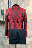 Paillettes Bourgogne Jacquard Châle Revers Costumes De Bal Pour Hommes