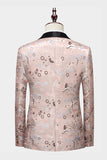 Léger Kaki Jacquard Châle Revers 2 Pièces Hommes Costumes De Bal