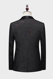 Bleu Royal Châle Revers Jacquard 2 Pièces Hommes Costumes