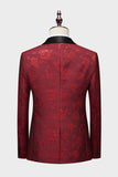 Bleu Royal Châle Revers Jacquard 2 Pièces Hommes Costumes