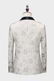 Bleu Royal Châle Revers Jacquard 2 Pièces Hommes Costumes