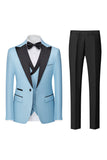 Noir Gris 3 Pièce Peak Revers Un Bouton Costumes Pour Hommes
