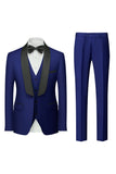 Costumes De Bal Pour Hommes 3 Pièces Bleu Royal Châle Revers