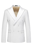 Costumes Formels Blancs À Double Boutonnage 2 Pièces À Revers Pour Hommes