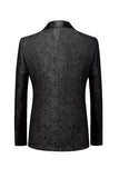 Noir 3 Pièce Jacquard Châle Revers Hommes Costumes De Bal
