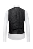Noir 3 Pièce Jacquard Châle Revers Hommes Costumes De Bal