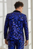 Châle Revers Un Bouton Royal Blue Paillettes Homme 2 Pièces Costumes