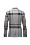 Gris Stripe Revers Cranté Homme 3 Pièces Costumes