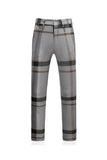 Gris Stripe Revers Cranté Homme 3 Pièces Costumes