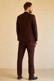 Costume De Mariage Pour Hommes Bordeaux À Revers Unique