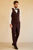 Costume De Mariage Pour Hommes Bordeaux À Revers Unique
