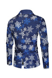 Bleu Snowflake Imprimé 3 Pièces Costumes De Fête De Noël Pour Hommes