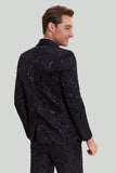 Ensemble De Costume Noir 2 Pièces En Jacquard À Un Bouton Pour Hommes
