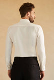 Chemise De Costume Homme Solide À Manches Longues Blanches