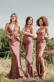 Fourreau Bretelles Spaghetti Robe de Demoiselle d'Honneur Rose du Désert