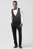 Bleu Foncé 3 Pièces À Revers En Pointe Jacquard Un Bouton Costumes De Bal Pour Hommes