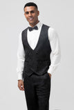 Bleu Foncé 3 Pièces À Revers En Pointe Jacquard Un Bouton Costumes De Bal Pour Hommes