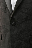 Peak Revers Un Bouton Bleu Foncé Jacquard Costumes De Fête De Mariage Pour Hommes