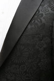 Peak Revers Un Bouton Bleu Foncé Jacquard Costumes De Fête De Mariage Pour Hommes