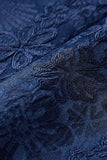Peak Lapel Jacquard Bleu Foncé Costumes De Fête De Mariage Pour Hommes