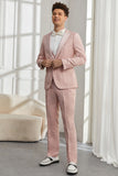 Costumes De Soirée Pour Hommes En Jacquard Rose Clair À Revers Silm Fit