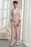 Costumes De Soirée Pour Hommes En Jacquard Rose Clair À Revers Silm Fit