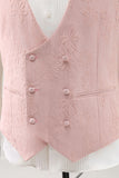 Bleu Foncé 3 Pièces À Revers En Pointe Jacquard Un Bouton Costumes De Bal Pour Hommes