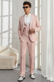 Costumes De Soirée Pour Hommes En Jacquard Rose Clair À Revers Silm Fit