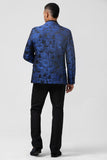 Blazer De Bal Pour Homme En Jacquard À Revers En Pointe Bleu Royal