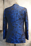Peak Lapel Jacquard Deux boutons Bleu Royal Blazer de bal des finissants pour hommes