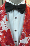 Rouge Floral Jacquard 2 pièces Hommes Costumes de bal