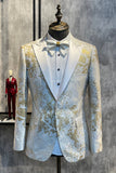 Champagne Peak Lapel Paillettes Blazer de bal pour hommes