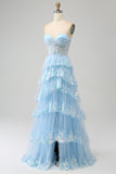Princesse A Line Sweetheart Lavande Corset Robe de bal avec dentelle à plusieurs niveaux