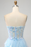 Princesse A Line Sweetheart Lavande Corset Robe de bal avec dentelle à plusieurs niveaux