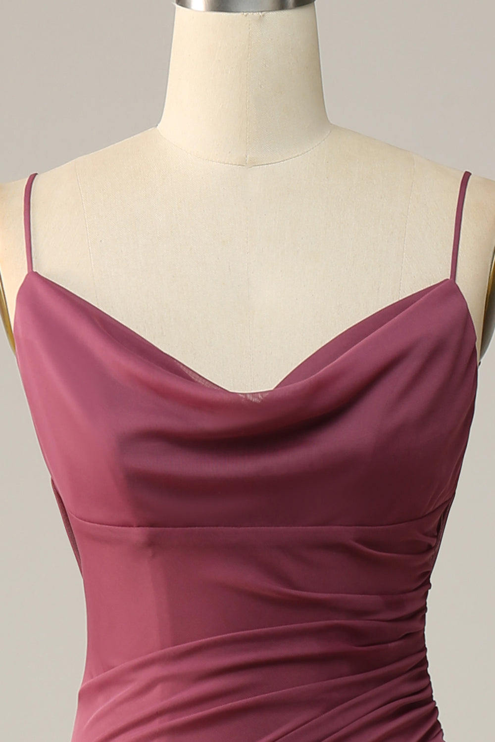 Fourreau Bretelles Spaghetti Robe de Demoiselle d'Honneur Rose du Désert