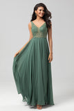 Une ligne Perles Eucalyptus Robe de demoiselle d’honneur longue
