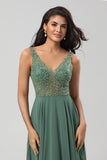 Une ligne Perles Eucalyptus Robe de demoiselle d’honneur longue